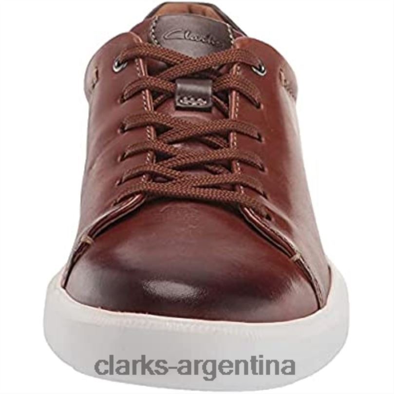 Clarks hombres 2FZPZ1474 Zapatilla Clarks Cambro Low para hombre de piel color canela oscuro. cuero bronceado oscuro