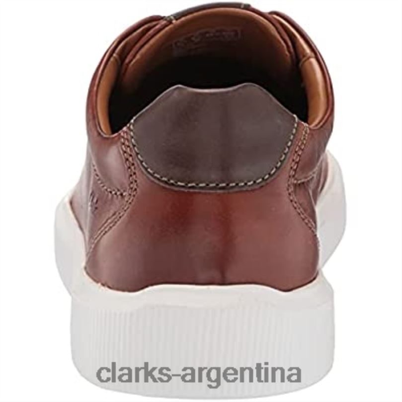 Clarks hombres 2FZPZ1474 Zapatilla Clarks Cambro Low para hombre de piel color canela oscuro. cuero bronceado oscuro