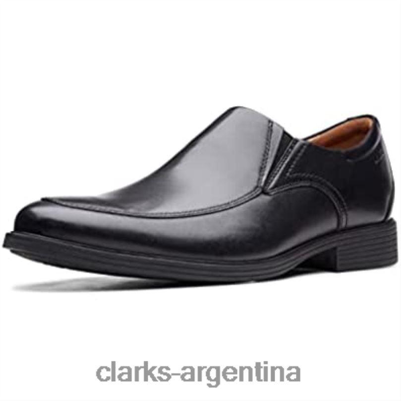 Clarks hombres 2FZPZ1636 pantuflas bajas gosworth step de cuero negro para hombre clarks cuero negro
