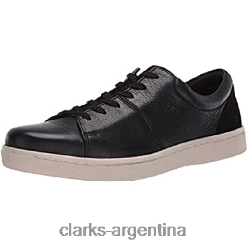 Clarks hombres 2FZPZ2062 Zapatilla kitna vibe de hombre de piel negra con suela blanca clarks cuero negro con suela blanca