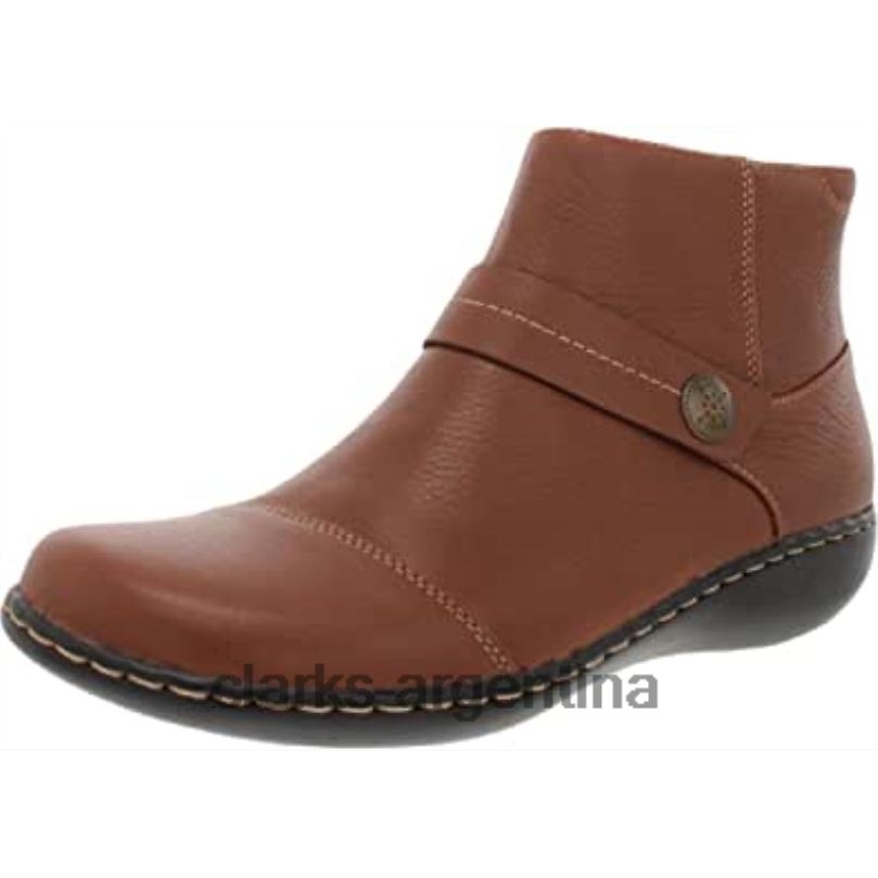 Clarks mujer 2FZPZ103 botas de moda clarks ashland pine para mujer de cuero color canela oscuro cuero bronceado oscuro