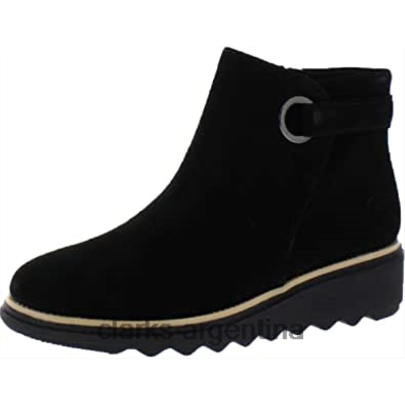 Clarks mujer 2FZPZ163 Botas de moda de cuero con punta cerrada Sharon Spring de gamuza negra para mujer Clarks ante negro