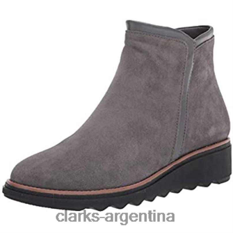 Clarks mujer 2FZPZ2499 Bota de moda Clarks Sharon Heights de gamuza gris para mujer