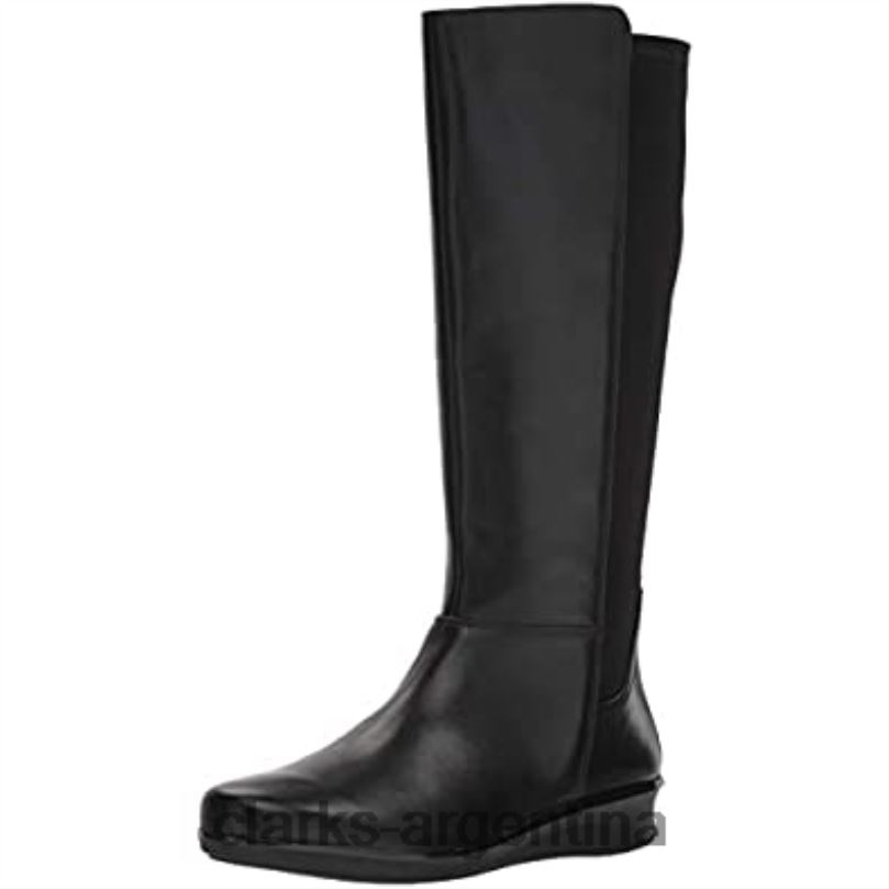 Clarks mujer 2FZPZ726 botas de moda mujer Hope Play negro cuero textil clarks textil de cuero negro