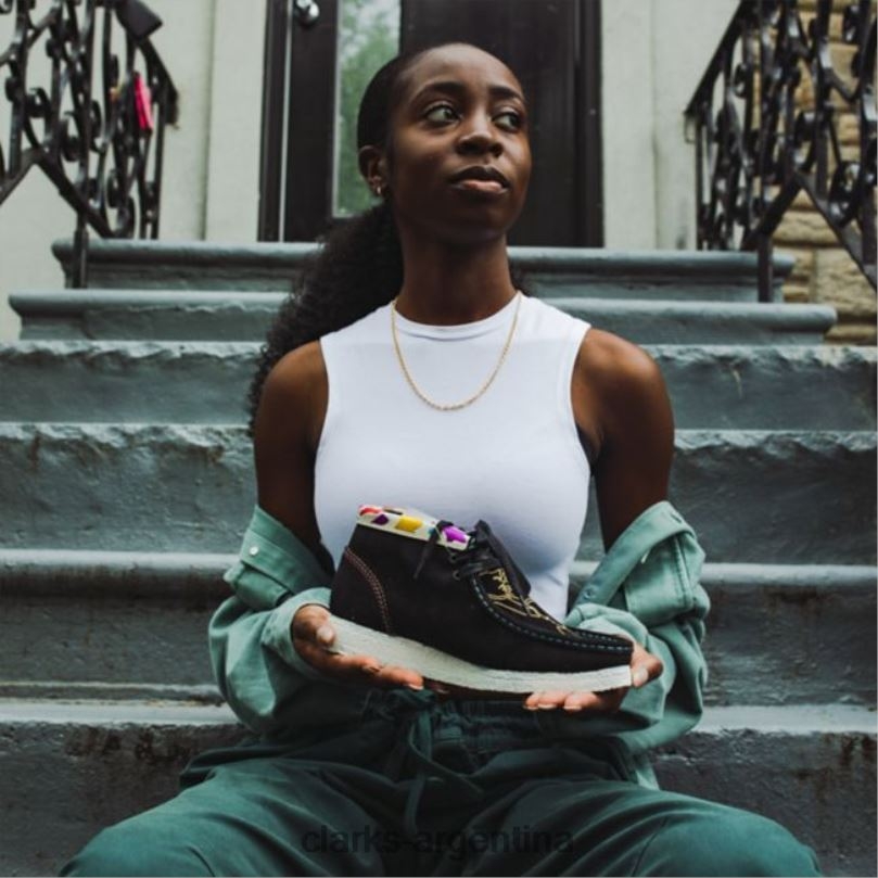 Clarks mujer 2FZPZ6071 bota wallabee clarks bordado negro bordado negro