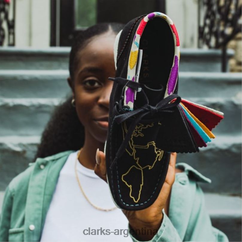 Clarks mujer 2FZPZ6071 bota wallabee clarks bordado negro bordado negro