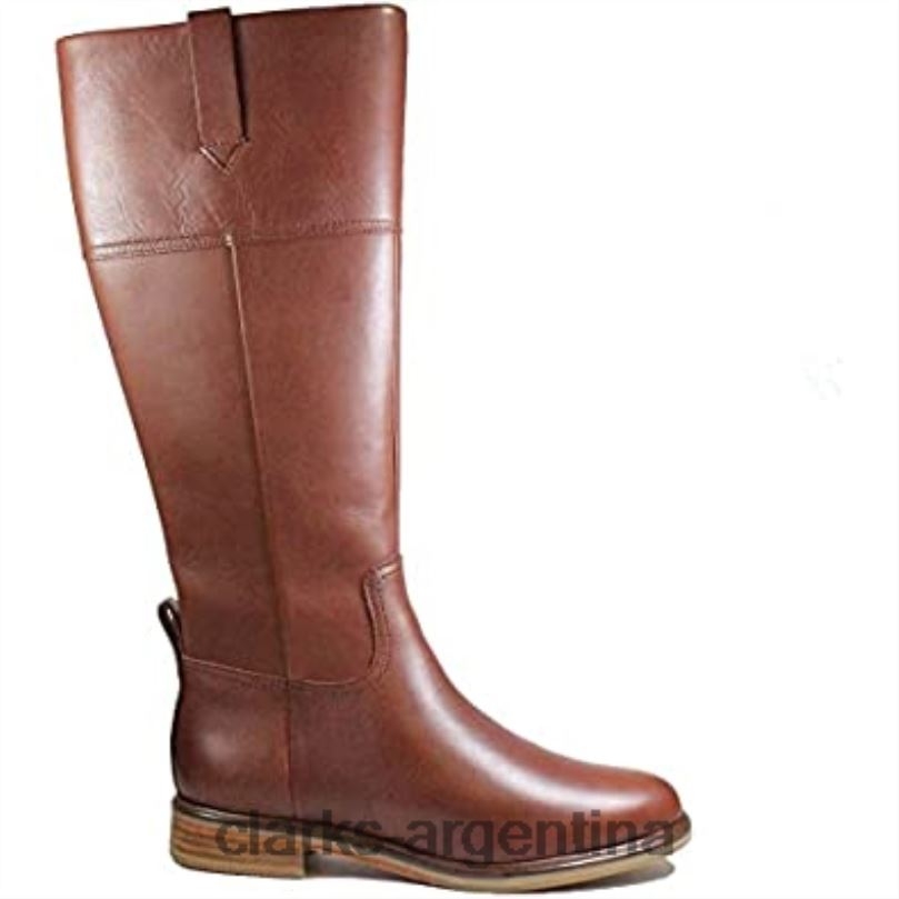 Clarks mujer 2FZPZ242 clarks clarkdale hi botas largas de cuero color canela oscuro para mujer cuero color canela oscuro cuero bronceado oscuro