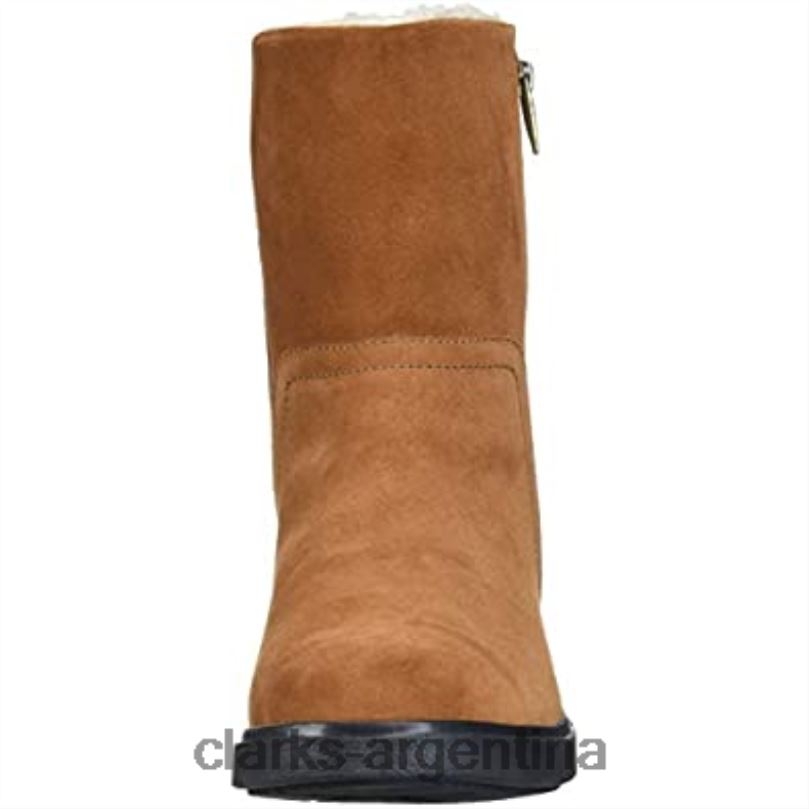 Clarks mujer 2FZPZ2977 Botines clarks un elda de ante color canela oscuro para mujer gamuza bronceada oscura