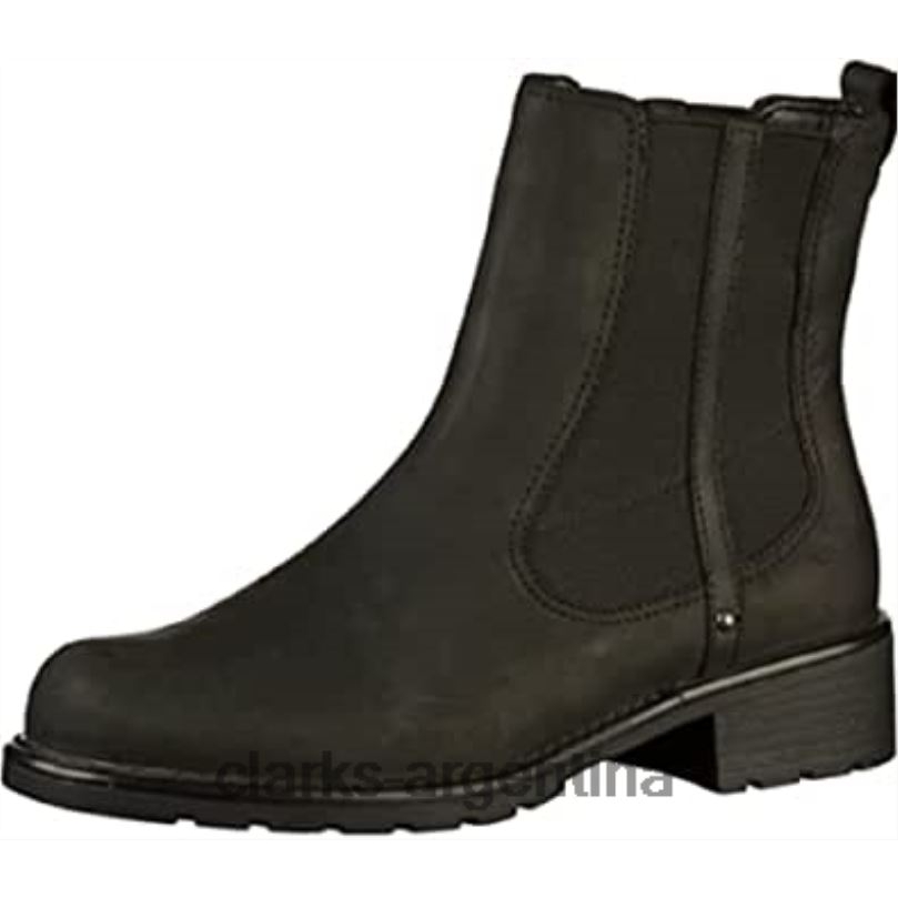 Clarks mujer 2FZPZ234 Botas clarks orinoco club de caña corta para mujer negro cuero negro