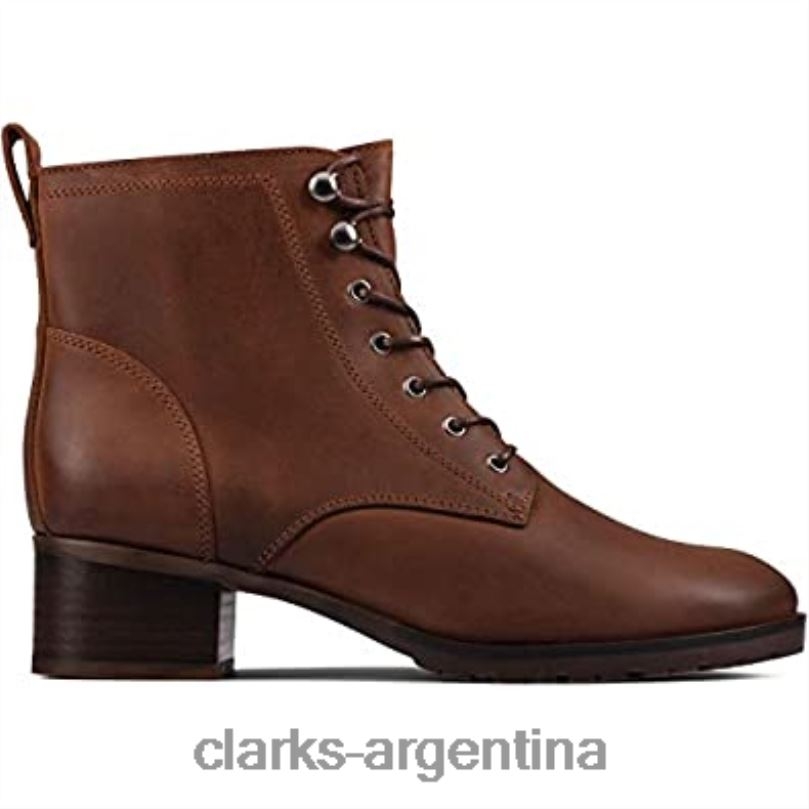 Clarks mujer 2FZPZ1237 botas de encaje mila de mujer clarks cuero tostado oscuro cuero bronceado oscuro