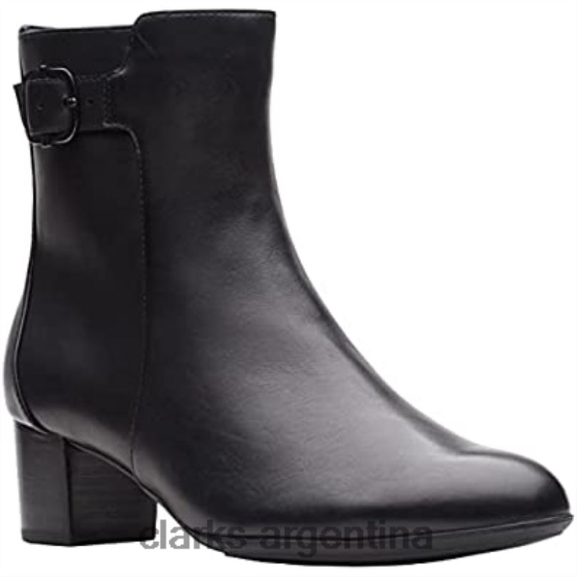 Clarks mujer 2FZPZ393 botas clarks linnae up de cuero negro para mujer cuero negro