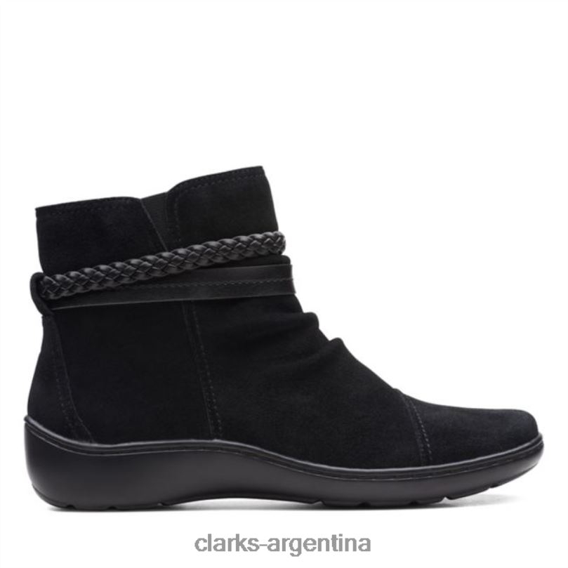 Clarks mujer 2FZPZ6476 bota trenzada cora de ante negro clarks de ante negro ante negro