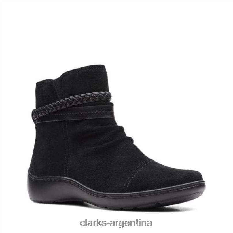 Clarks mujer 2FZPZ6476 bota trenzada cora de ante negro clarks de ante negro ante negro