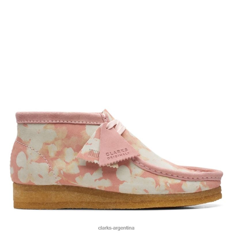 Clarks mujer 2FZPZ3283 bota clarks wallabee rosa floral flores rosadas