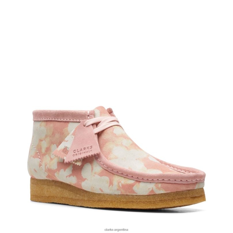 Clarks mujer 2FZPZ3283 bota clarks wallabee rosa floral flores rosadas