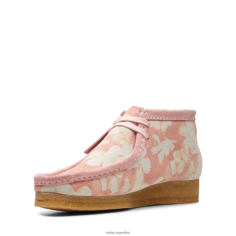 Clarks mujer 2FZPZ3283 bota clarks wallabee rosa floral flores rosadas