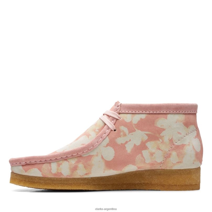 Clarks mujer 2FZPZ3283 bota clarks wallabee rosa floral flores rosadas