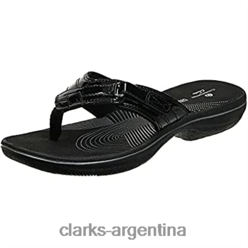 Clarks mujer 2FZPZ2044 Chanclas Breeze Sea Mujer Charol Sintetico Negro Clarks charol sintético negro