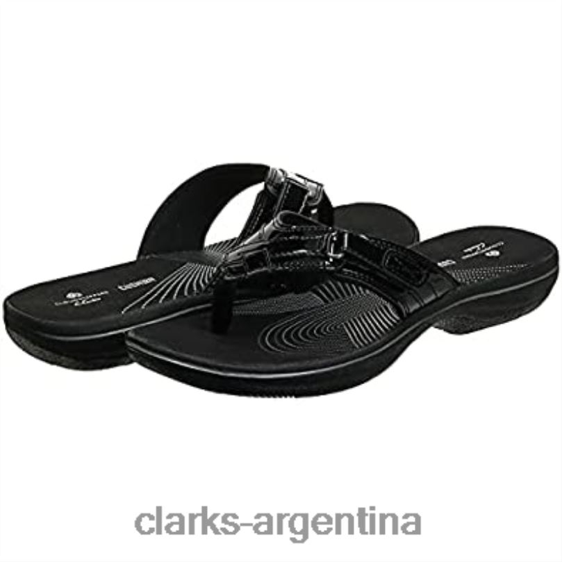 Clarks mujer 2FZPZ2044 Chanclas Breeze Sea Mujer Charol Sintetico Negro Clarks charol sintético negro