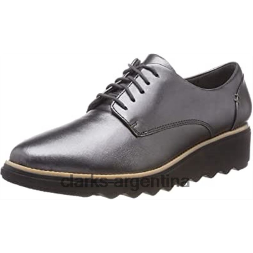 Clarks mujer 2FZPZ438 derbys sharon noel mujer plata gun metal lea clarks lea de metal plateado