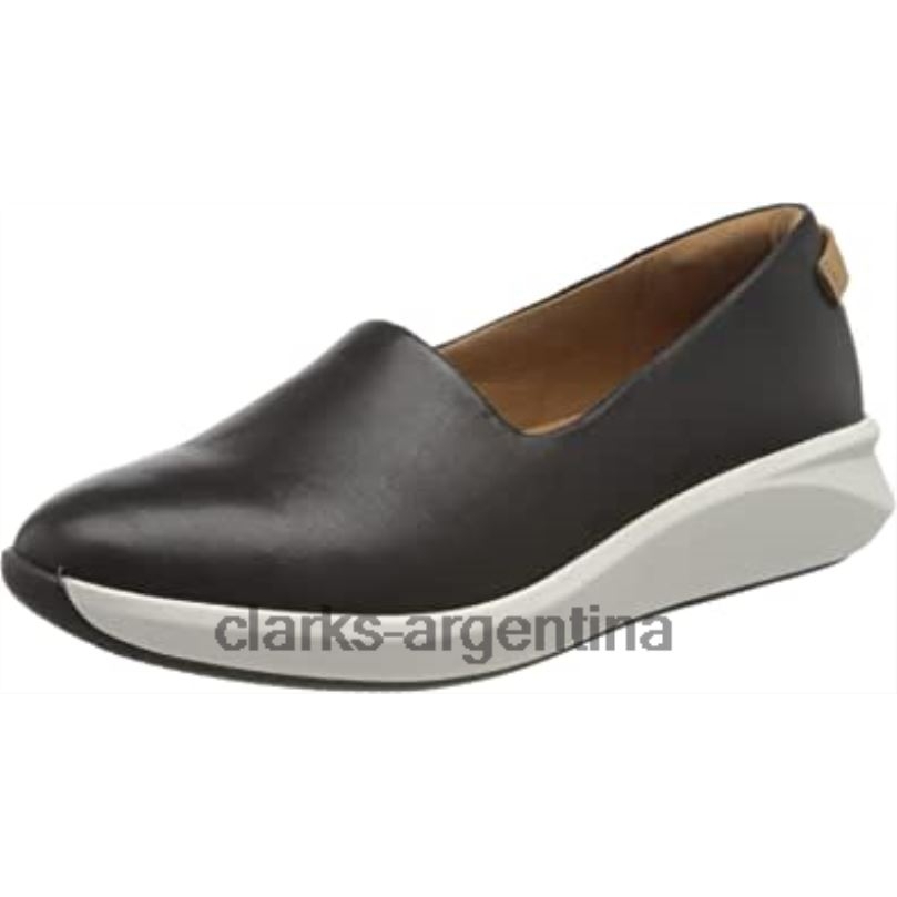Clarks mujer 2FZPZ412 Zapatillas sin cordones para mujer Un Rio Step de cuero negro de cuero negro Clarks cuero negro cuero negro
