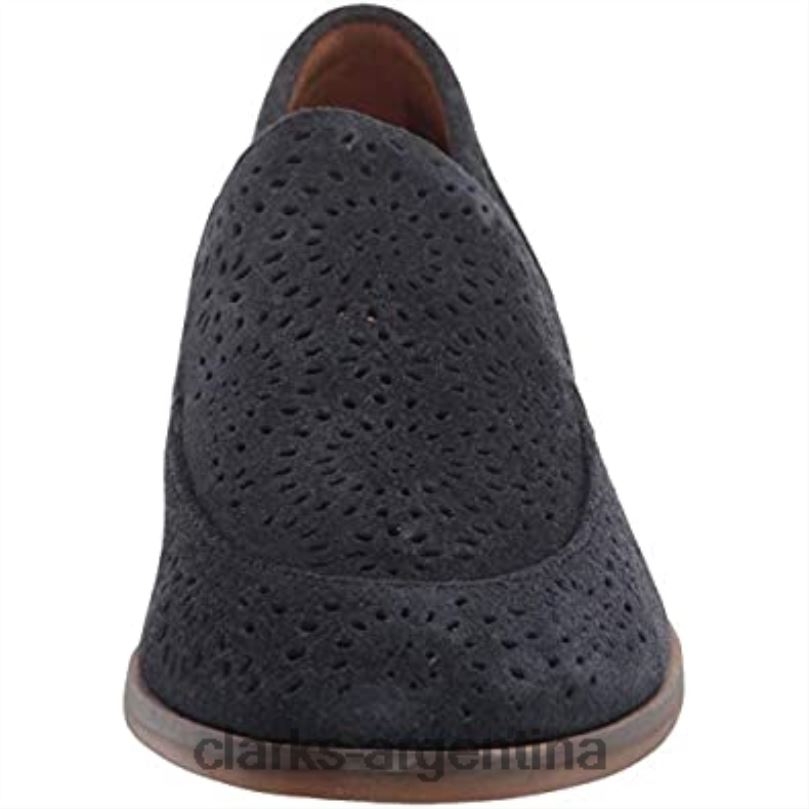 Clarks mujer 2FZPZ1073 Mocasines Clarks Trish Calla de ante azul marino para mujer gamuza azul marino