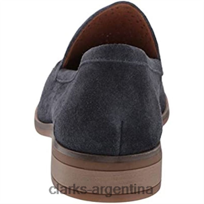 Clarks mujer 2FZPZ1073 Mocasines Clarks Trish Calla de ante azul marino para mujer gamuza azul marino