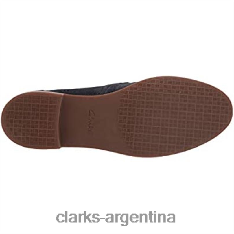 Clarks mujer 2FZPZ1073 Mocasines Clarks Trish Calla de ante azul marino para mujer gamuza azul marino