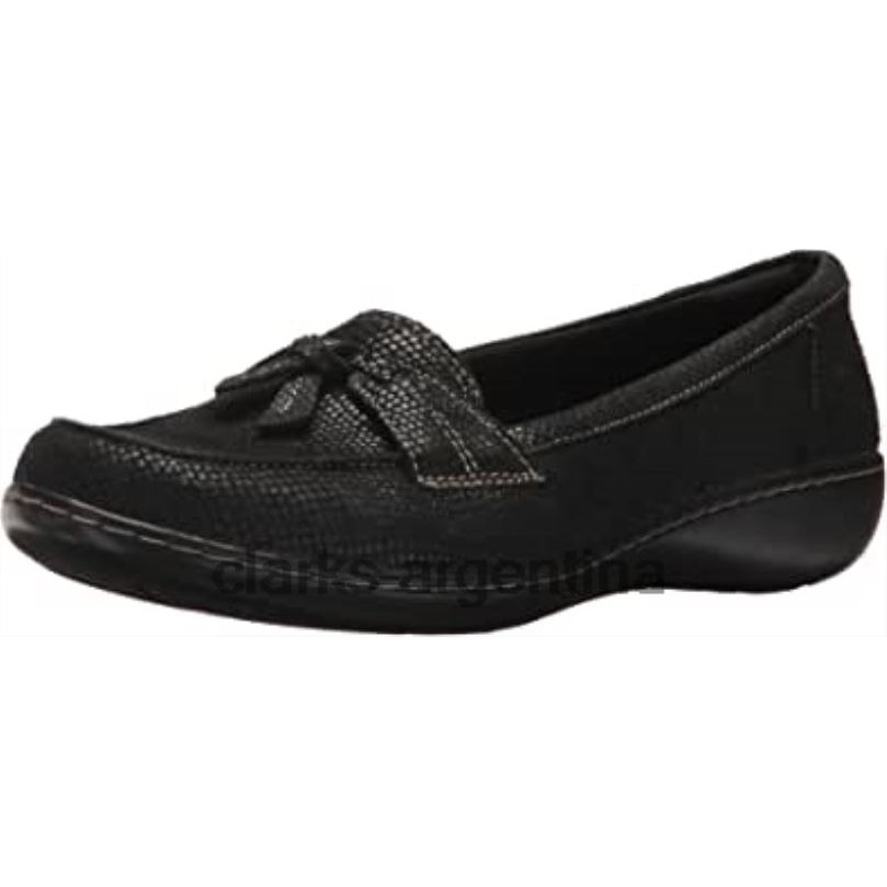 Clarks mujer 2FZPZ1137 Mocasines Clarks Black Interest Ashland Bubble para mujer interés negro