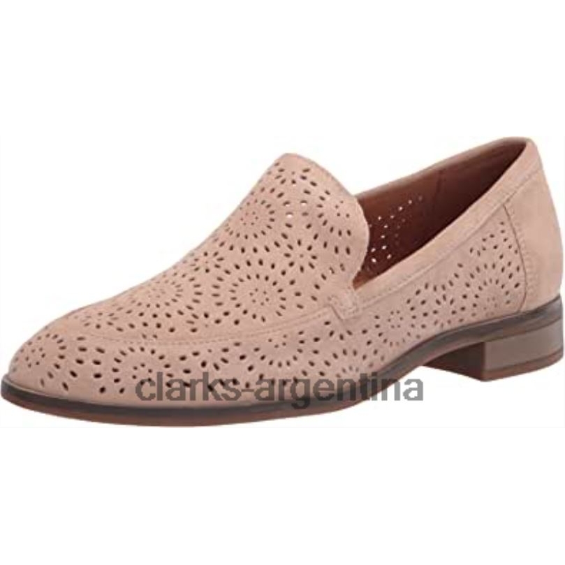 Clarks mujer 2FZPZ1291 Mocasines Clarks Trish Rose de ante color arena para mujer gamuza arena