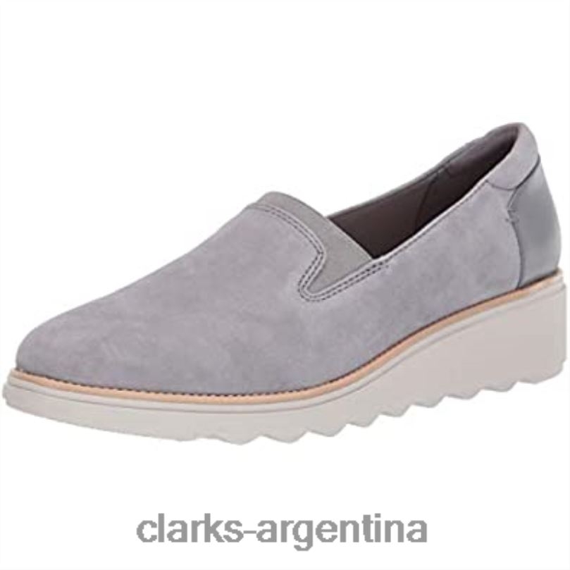Clarks mujer 2FZPZ1467 Mocasines clarks sharon dolly de ante gris claro para mujer ante gris claro