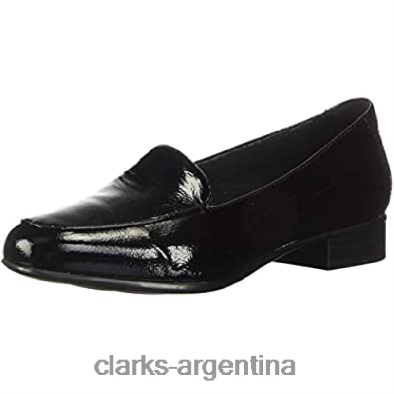 Clarks mujer 2FZPZ1569 Mocasines Clarks Juliet Lora de charol negro para mujer charol negro