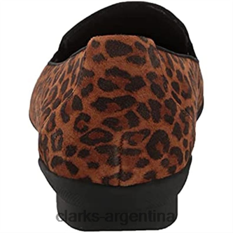 Clarks mujer 2FZPZ1570 Mocasines Clarks Sara Poppy para mujer con estampado de leopardo. estampado de leopardo