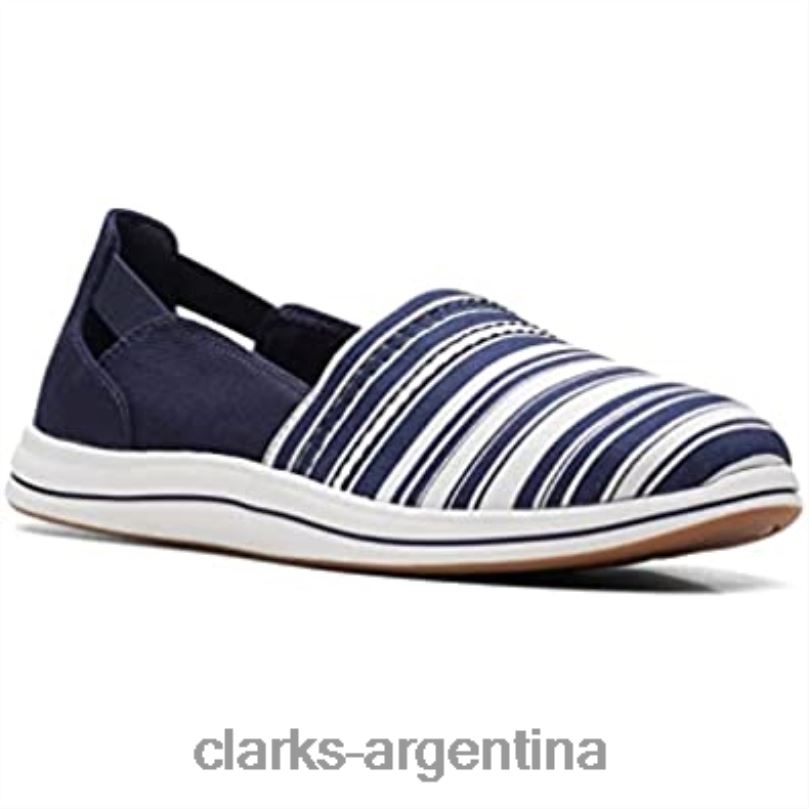Clarks mujer 2FZPZ1615 mocasín brisa para mujer clarks azul marino/lona blanca