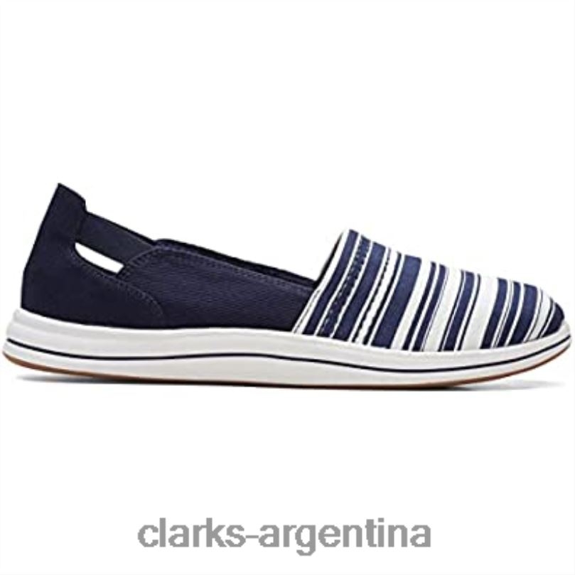 Clarks mujer 2FZPZ1615 mocasín brisa para mujer clarks azul marino/lona blanca