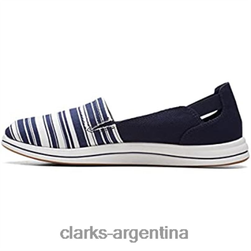 Clarks mujer 2FZPZ1615 mocasín brisa para mujer clarks azul marino/lona blanca