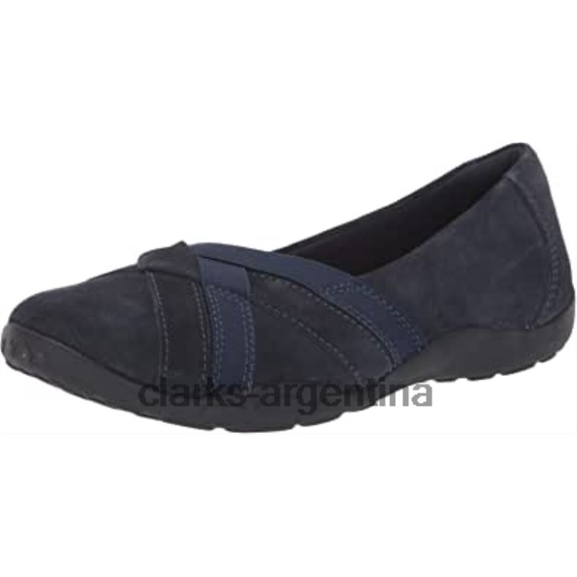 Clarks mujer 2FZPZ1664 Mocasines planos clarks haley jay de ante azul marino para mujer gamuza azul marino
