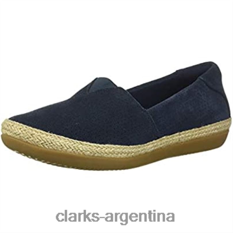 Clarks mujer 2FZPZ1930 Mocasín Clarks Danelly Sky de ante azul marino para mujer gamuza azul marino