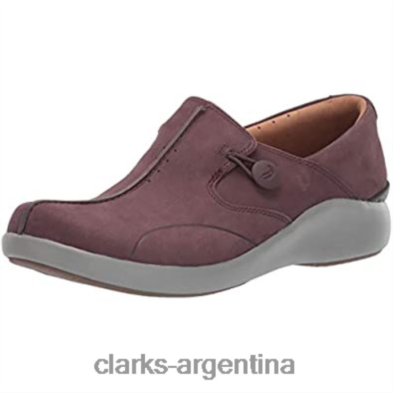 Clarks mujer 2FZPZ2126 mocasines unloop 2 walk para mujer nobuk berenjena clarks nubuck berenjena