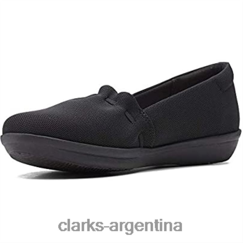 Clarks mujer 2FZPZ230 Mocasín Ayla Shine para mujer plano negro textil clarks