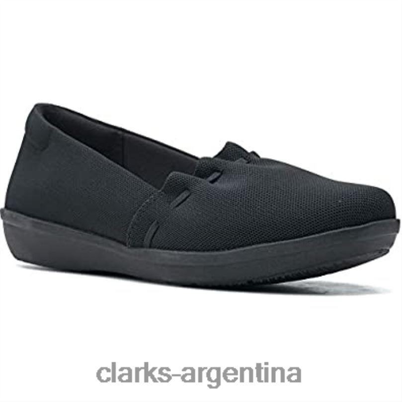 Clarks mujer 2FZPZ230 Mocasín Ayla Shine para mujer plano negro textil clarks