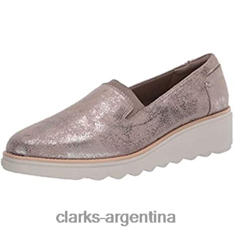Clarks mujer 2FZPZ2318 mocasín sharon dolly para mujer peltre metalizado textil clarks textil metálico peltre