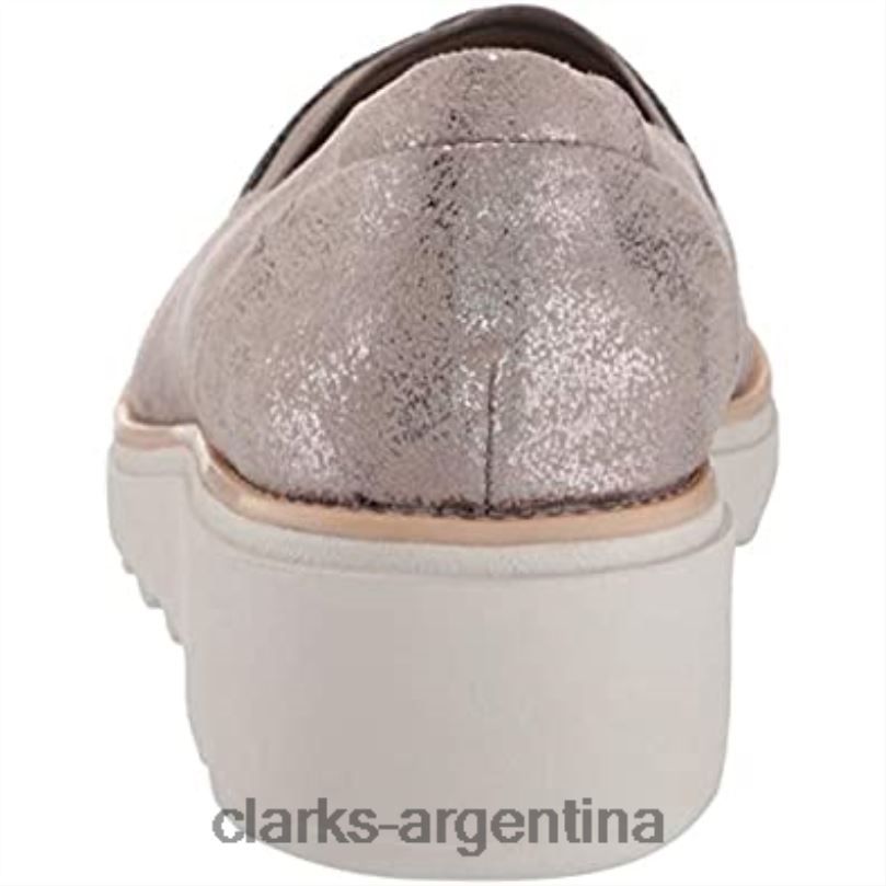 Clarks mujer 2FZPZ2318 mocasín sharon dolly para mujer peltre metalizado textil clarks textil metálico peltre