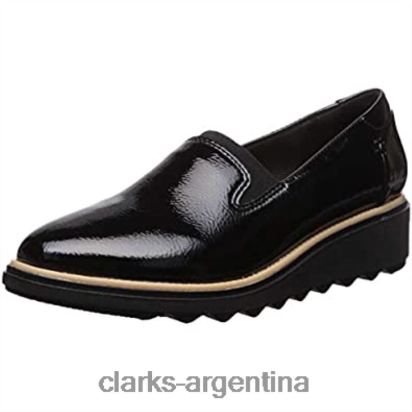 Clarks mujer 2FZPZ254 mocasín sharon dolly mujer charol sintético negro clarks