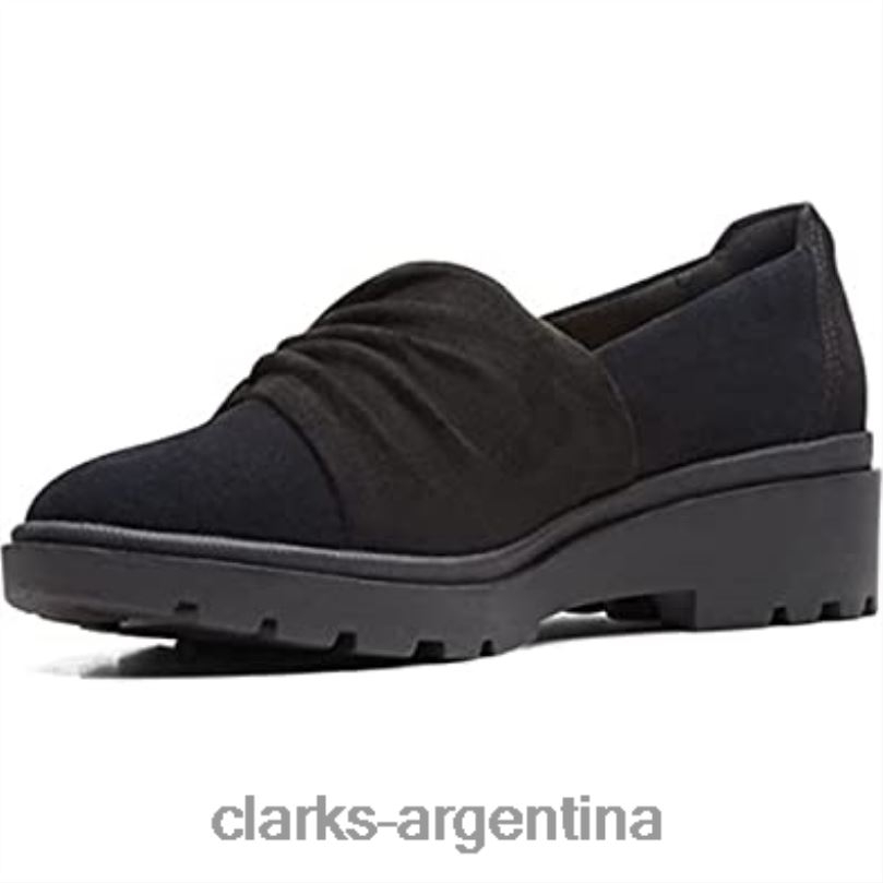 Clarks mujer 2FZPZ2645 mocasín estilo calla mujer plano clarks ante negro ante negro