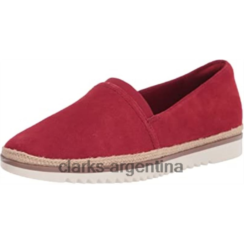 Clarks mujer 2FZPZ2745 Mocasines Clarks Serena Paige de ante rojo para mujer gamuza roja