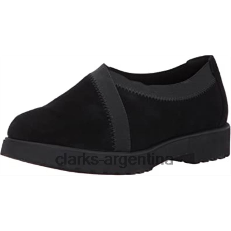 Clarks mujer 2FZPZ2819 Mocasines sin cordones clarks bellevue cedro de ante negro para mujer ante negro
