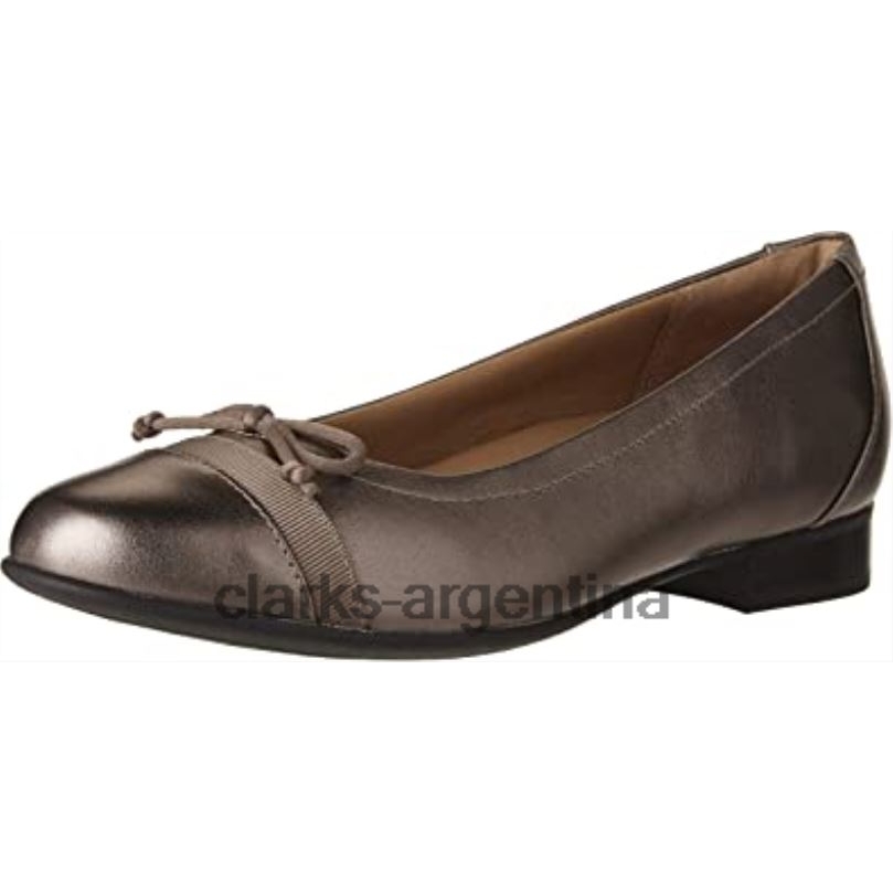 Clarks mujer 2FZPZ2955 mocasines clarks un blush lo de cuero metalizado guijarro para mujer cuero metalizado guijarro