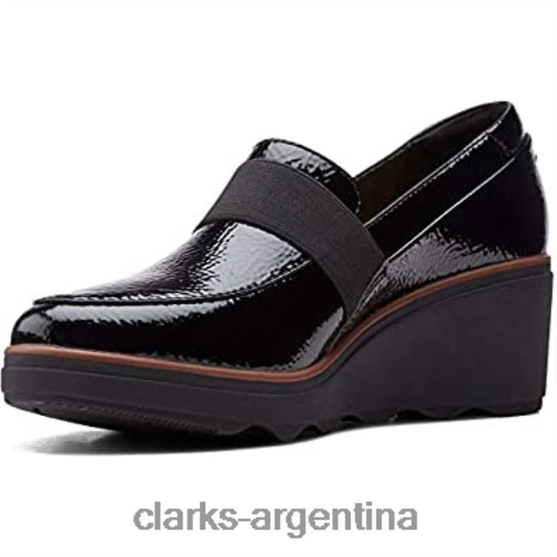 Clarks mujer 2FZPZ338 Mocasines clarks mazy marston para mujer negro charol arrugado sintético charol sintético arrugado negro