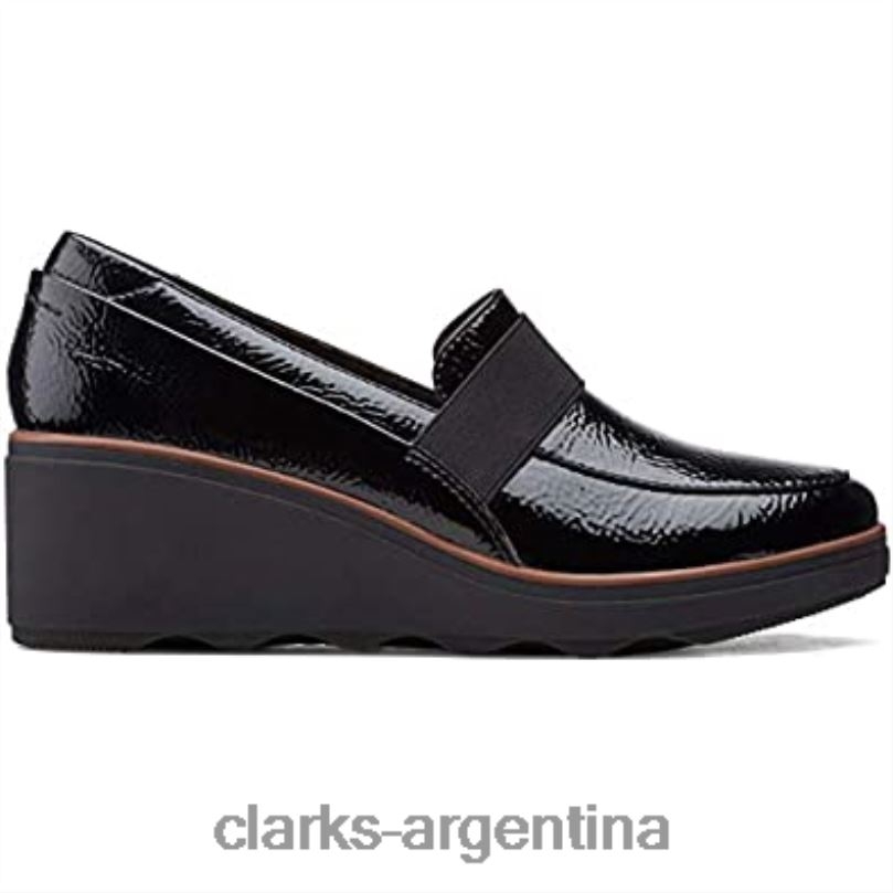 Clarks mujer 2FZPZ338 Mocasines clarks mazy marston para mujer negro charol arrugado sintético charol sintético arrugado negro